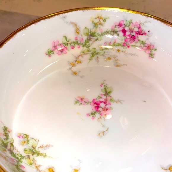 Limoges France Antique Three Footed Elite Works Floral Bowl EUC - Picture 4 of 7